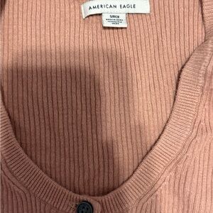 American Eagle Outfitters Women's Ribbed Pink Crop Top